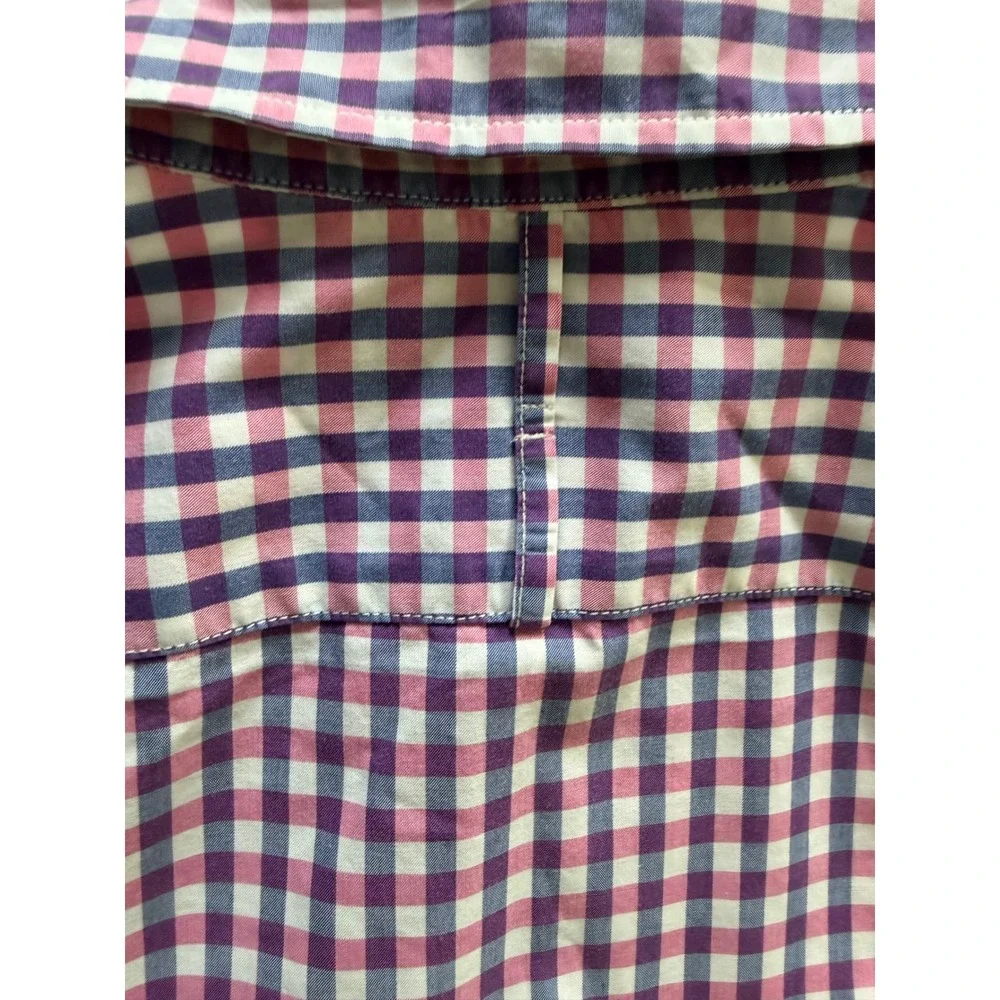 Banana Republic Grant Fit Custom 078 Wash Shirt Men Pink/Navy Gingham Sz L - EUC